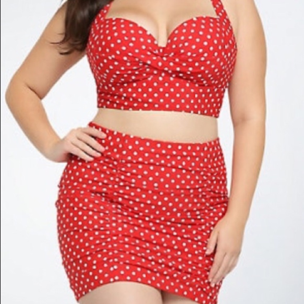Torrid Used 1X Top 2X Bottom Red/White Dot Bikini